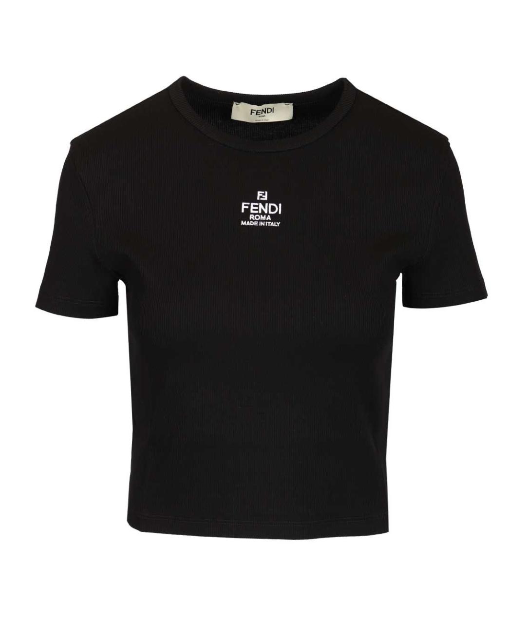 FENDI Черная хлопко-эластановая футболка, фото 1