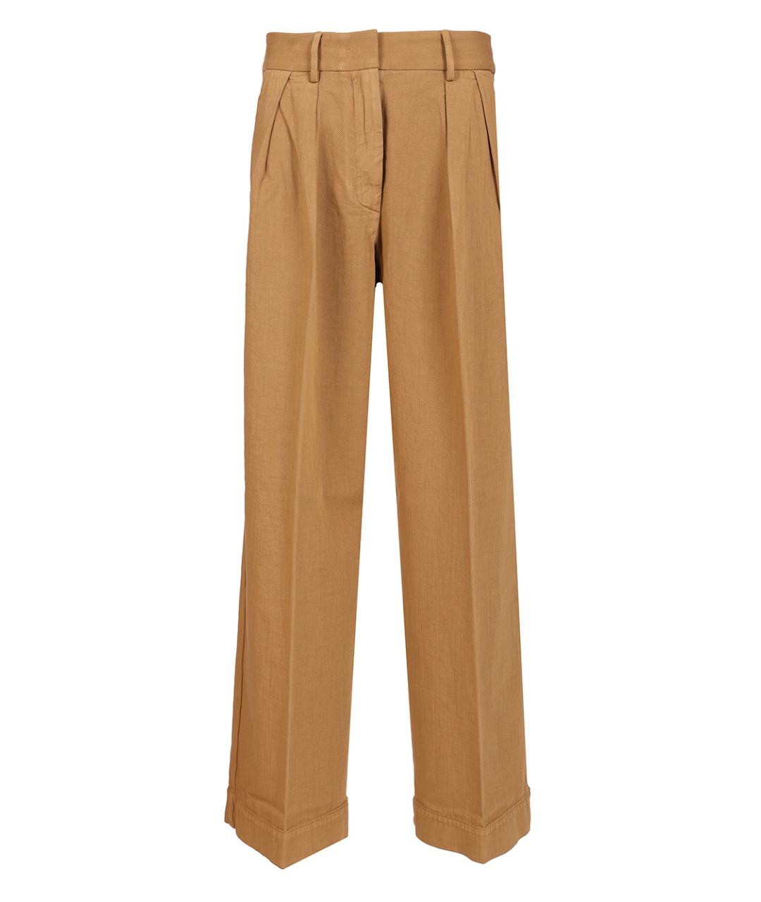 FORTE FORTE Коричневые хлопковые прямые брюки, фото 1