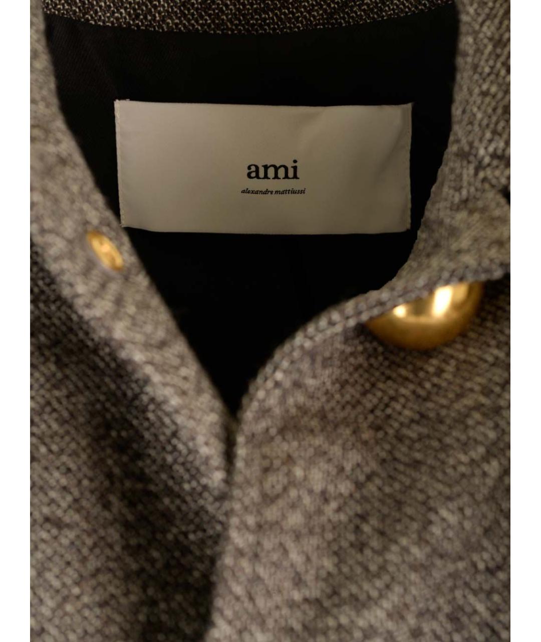 Ami Paris Коричневое шерстяное пальто, фото 5