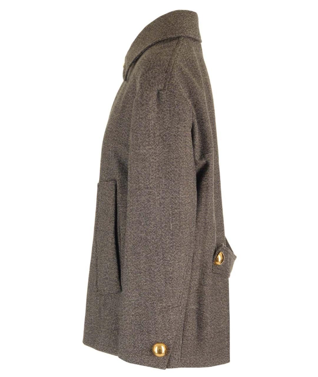 Ami Paris Коричневое шерстяное пальто, фото 3