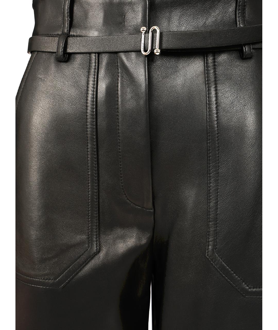 SPORTMAX Черные кожаные прямые брюки, фото 4