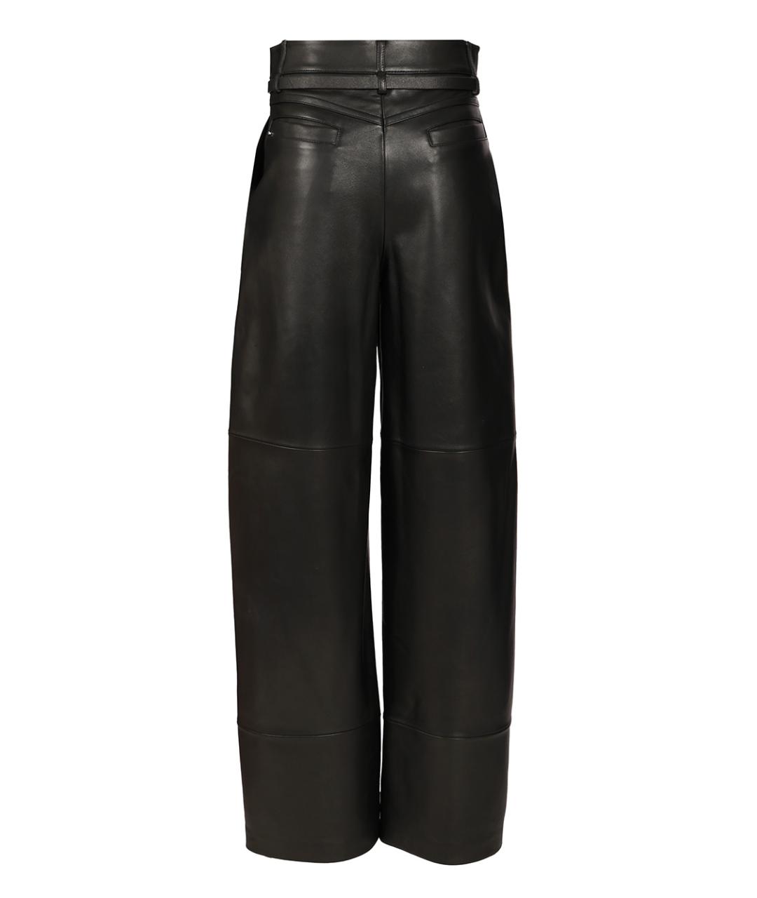 SPORTMAX Черные кожаные прямые брюки, фото 2