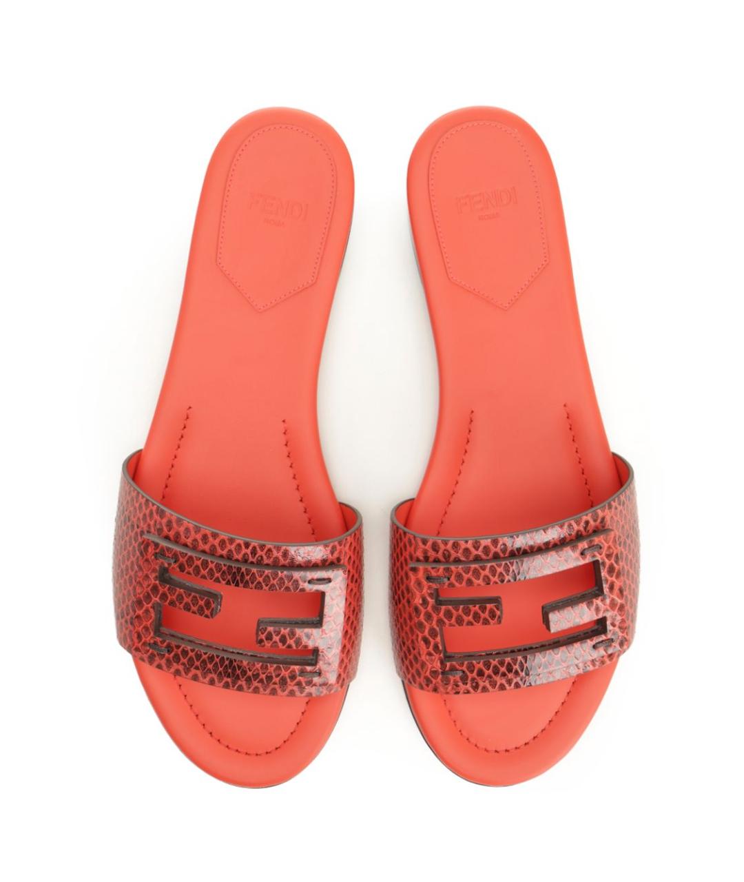 FENDI Красные кожаные шлепанцы, фото 5