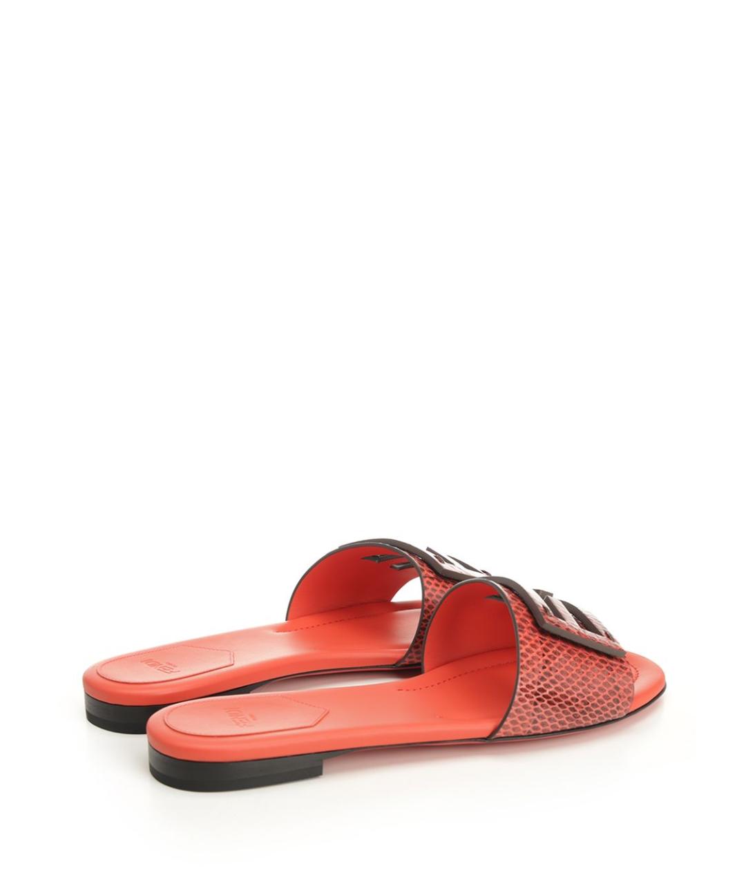FENDI Красные кожаные шлепанцы, фото 3