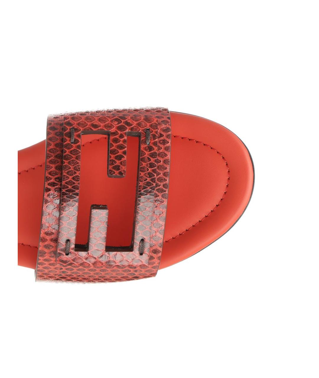 FENDI Красные кожаные шлепанцы, фото 4