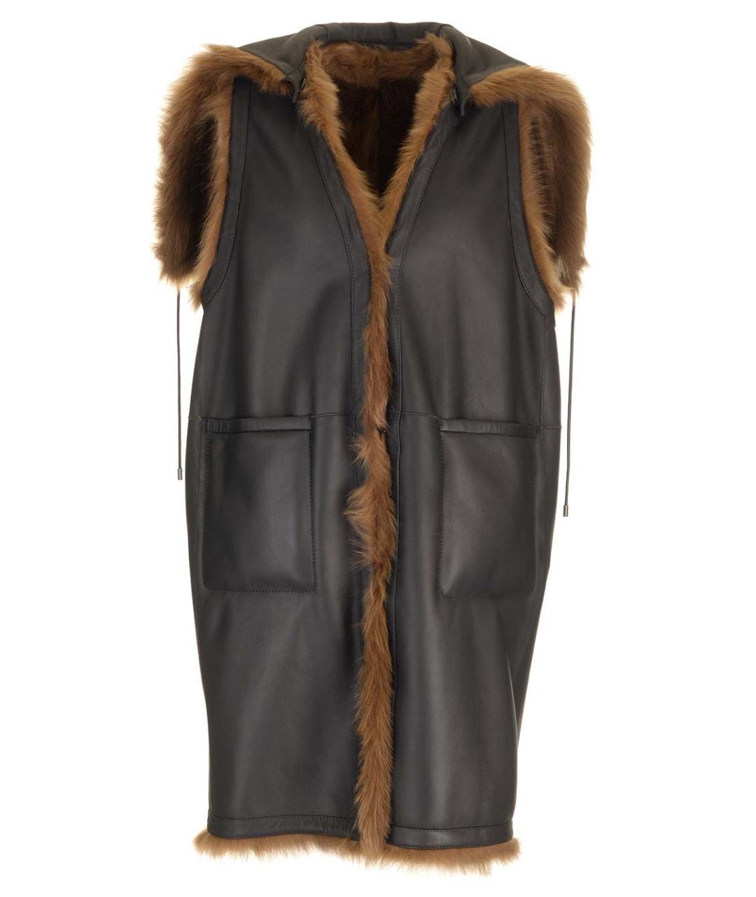 MAX MARA Коричневый меховой жилет, фото 2