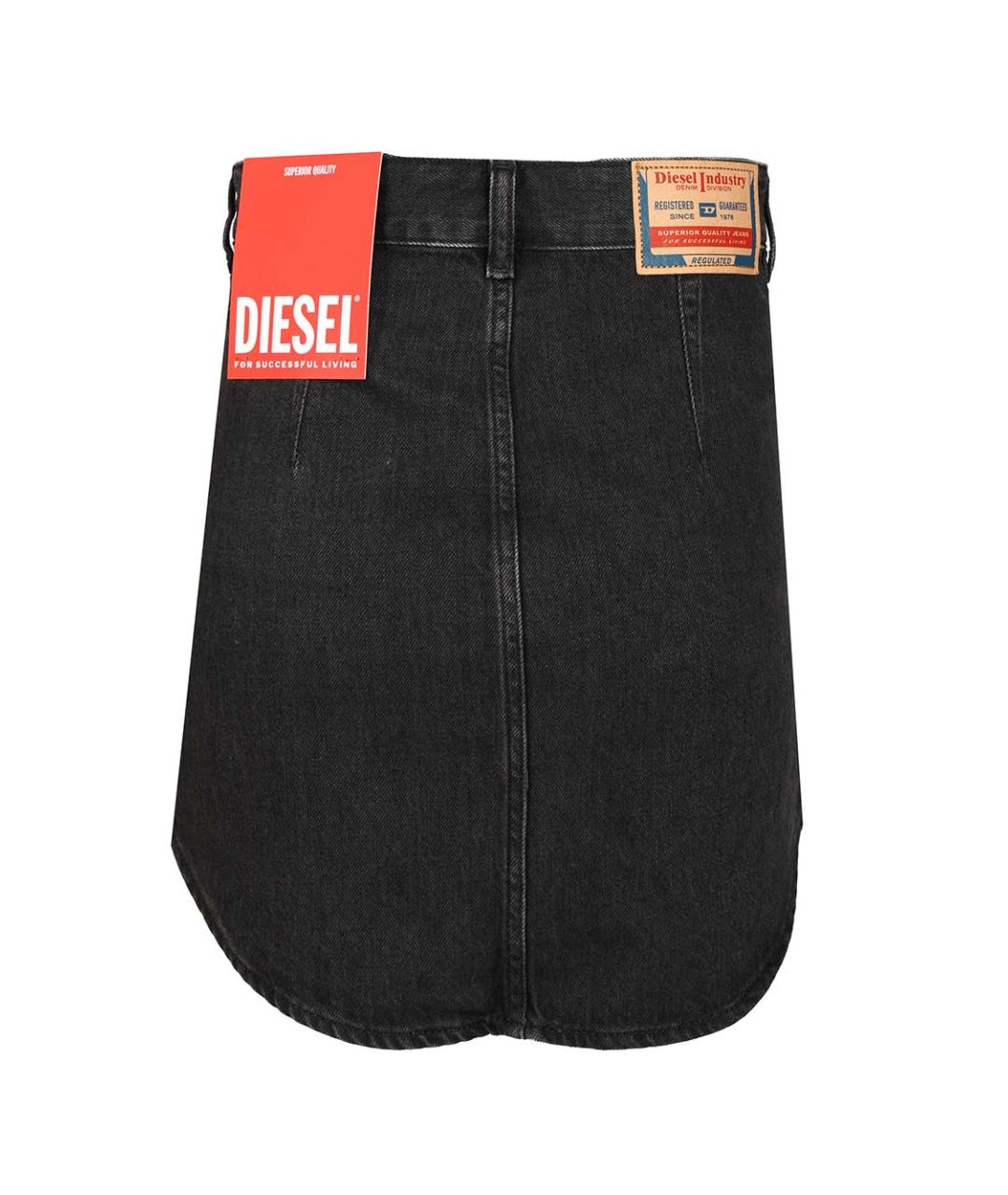 DIESEL Черная хлопковая юбка мини, фото 2