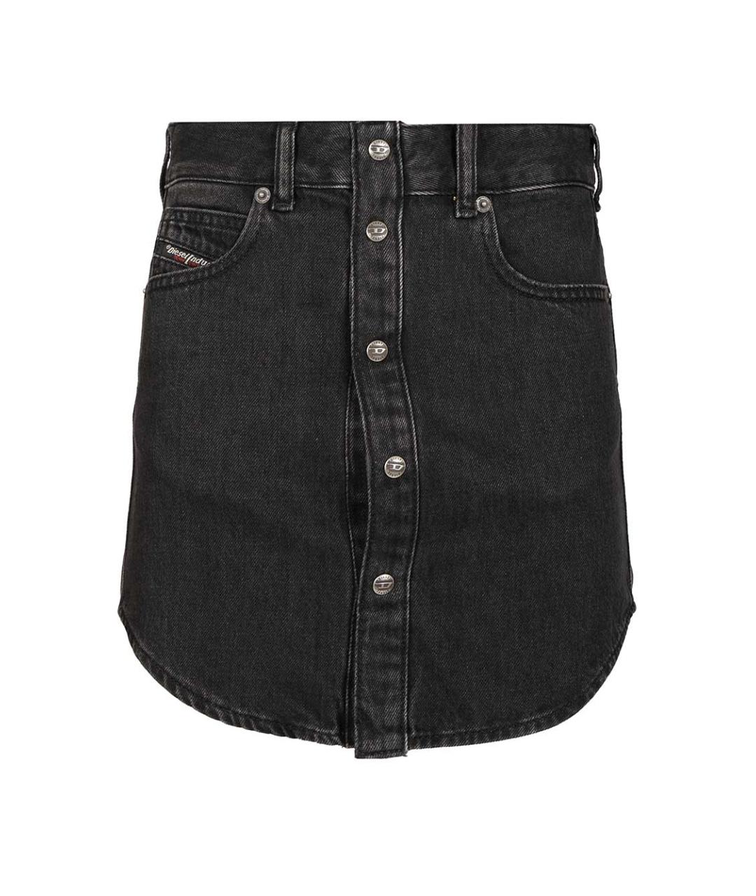 DIESEL Черная хлопковая юбка мини, фото 1