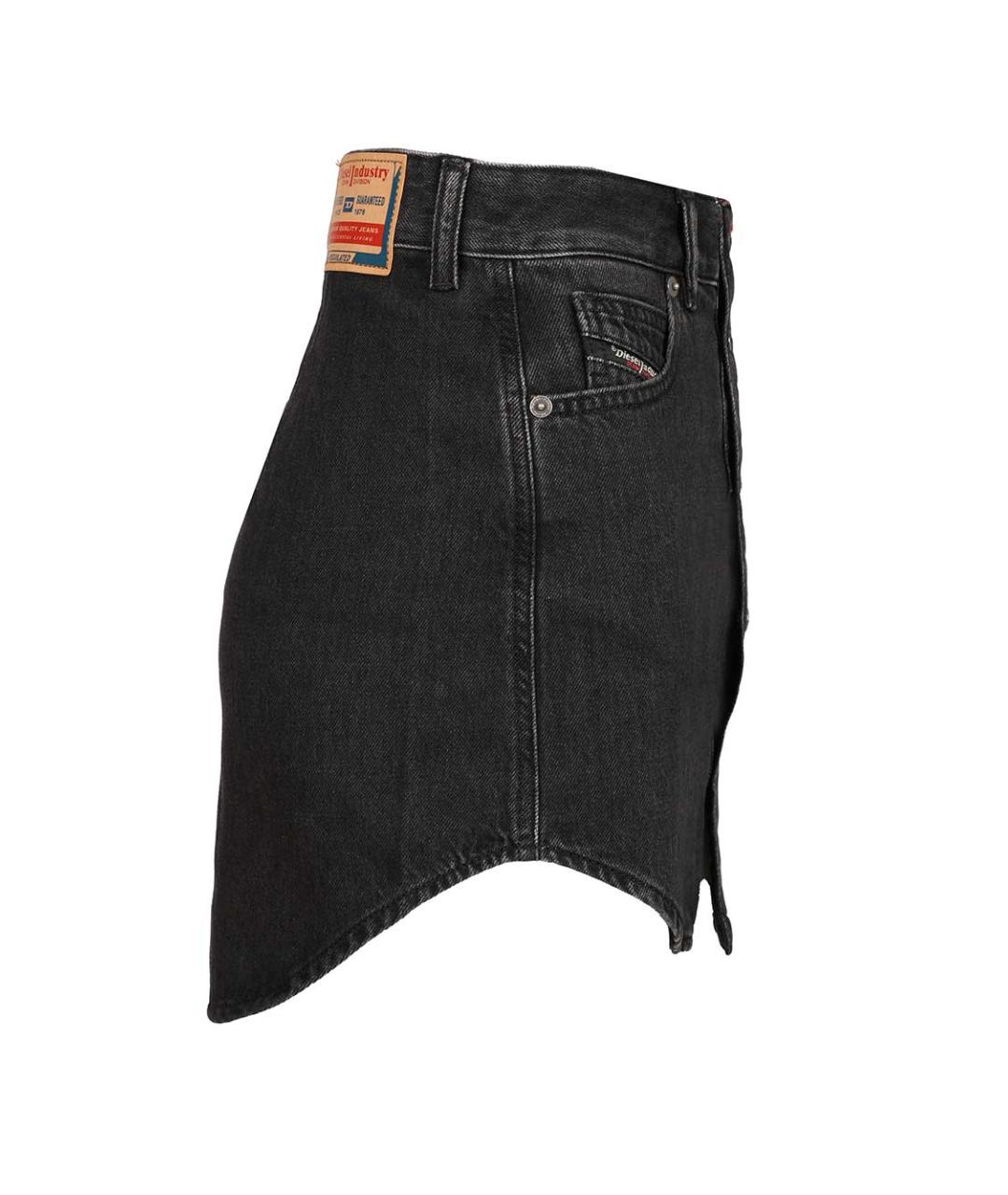 DIESEL Черная хлопковая юбка мини, фото 3