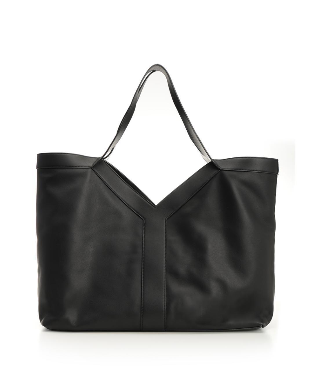 SAINT LAURENT Черная кожаная сумка тоут, фото 3