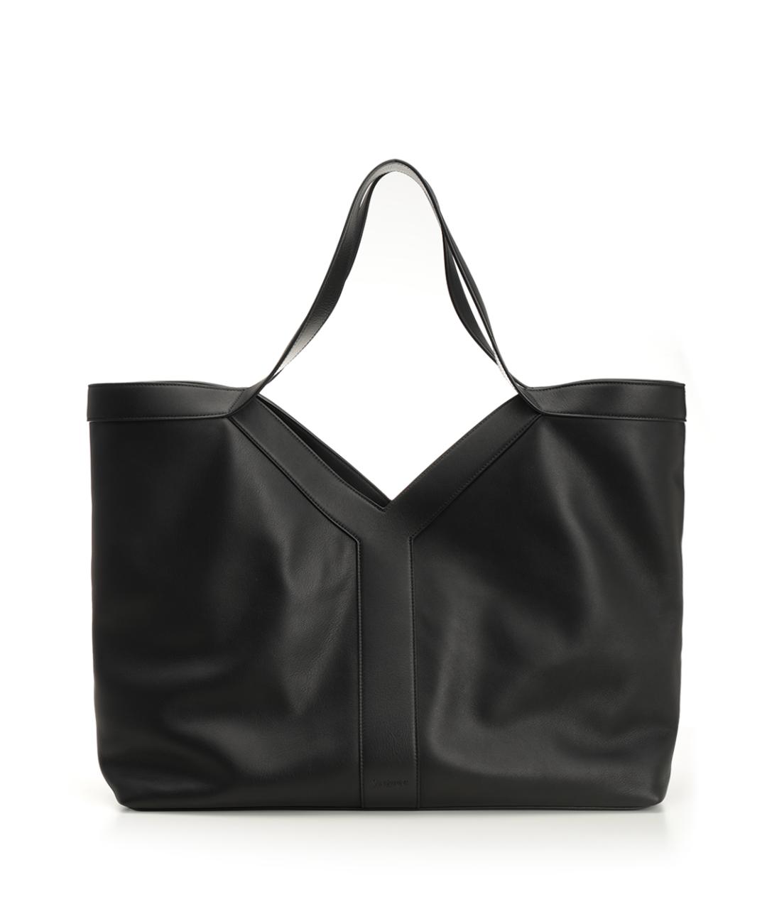 SAINT LAURENT Черная кожаная сумка тоут, фото 1