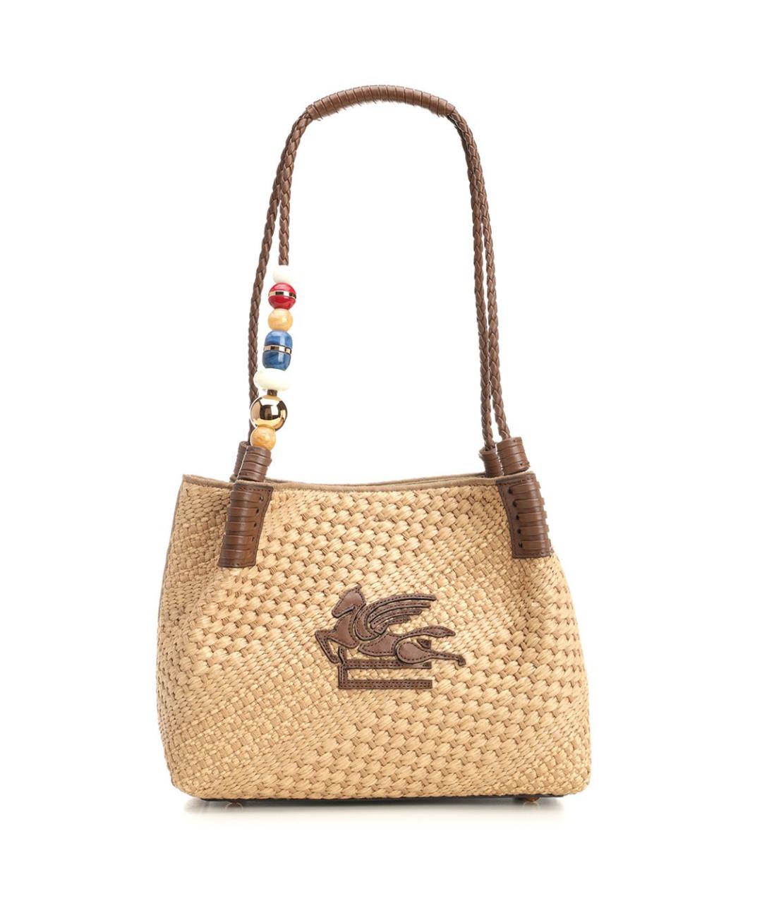 ETRO Бежевая пелетеная сумка тоут, фото 1