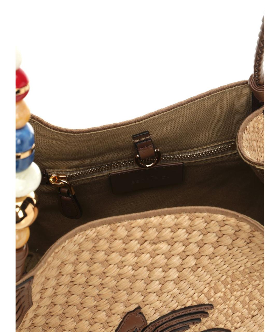 ETRO Бежевая пелетеная сумка тоут, фото 4