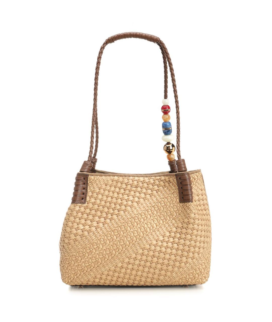 ETRO Бежевая пелетеная сумка тоут, фото 3