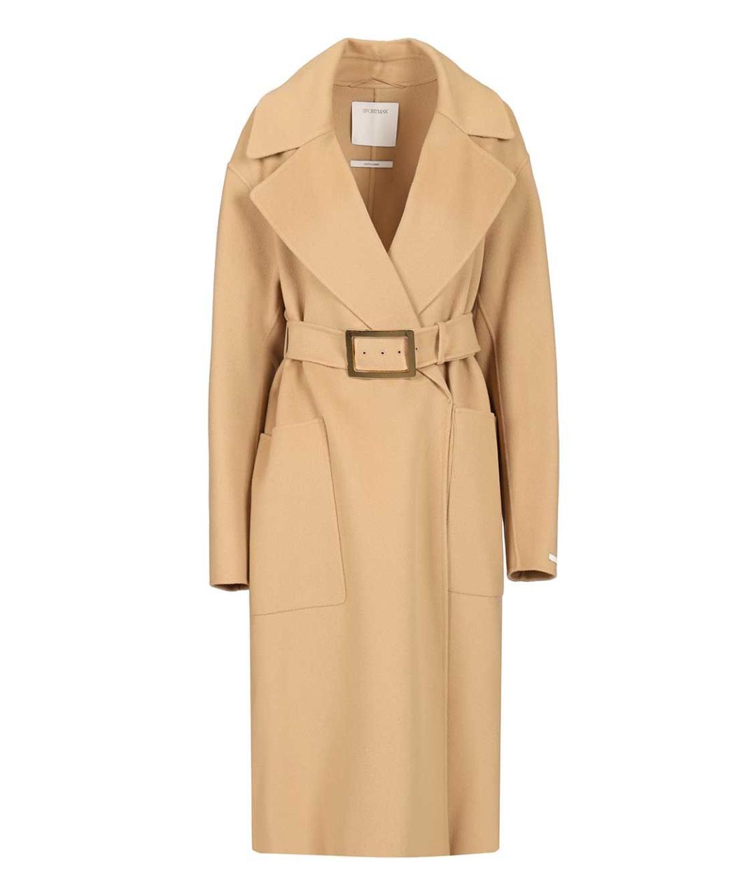 SPORTMAX Бежевое шерстяное пальто, фото 1
