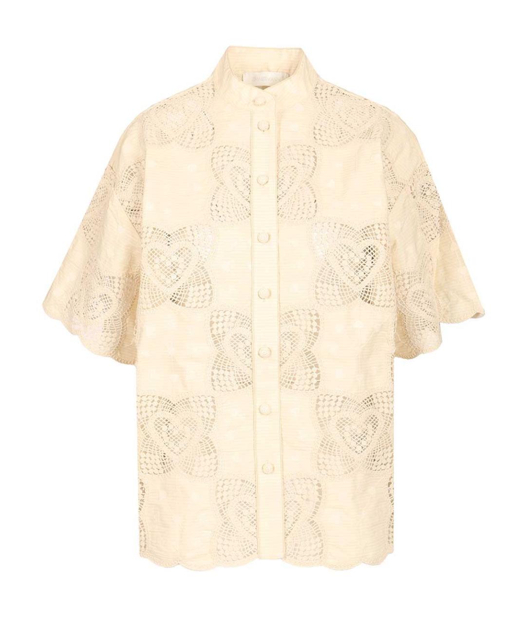 ZIMMERMANN Бежевая хлопковая рубашка, фото 1