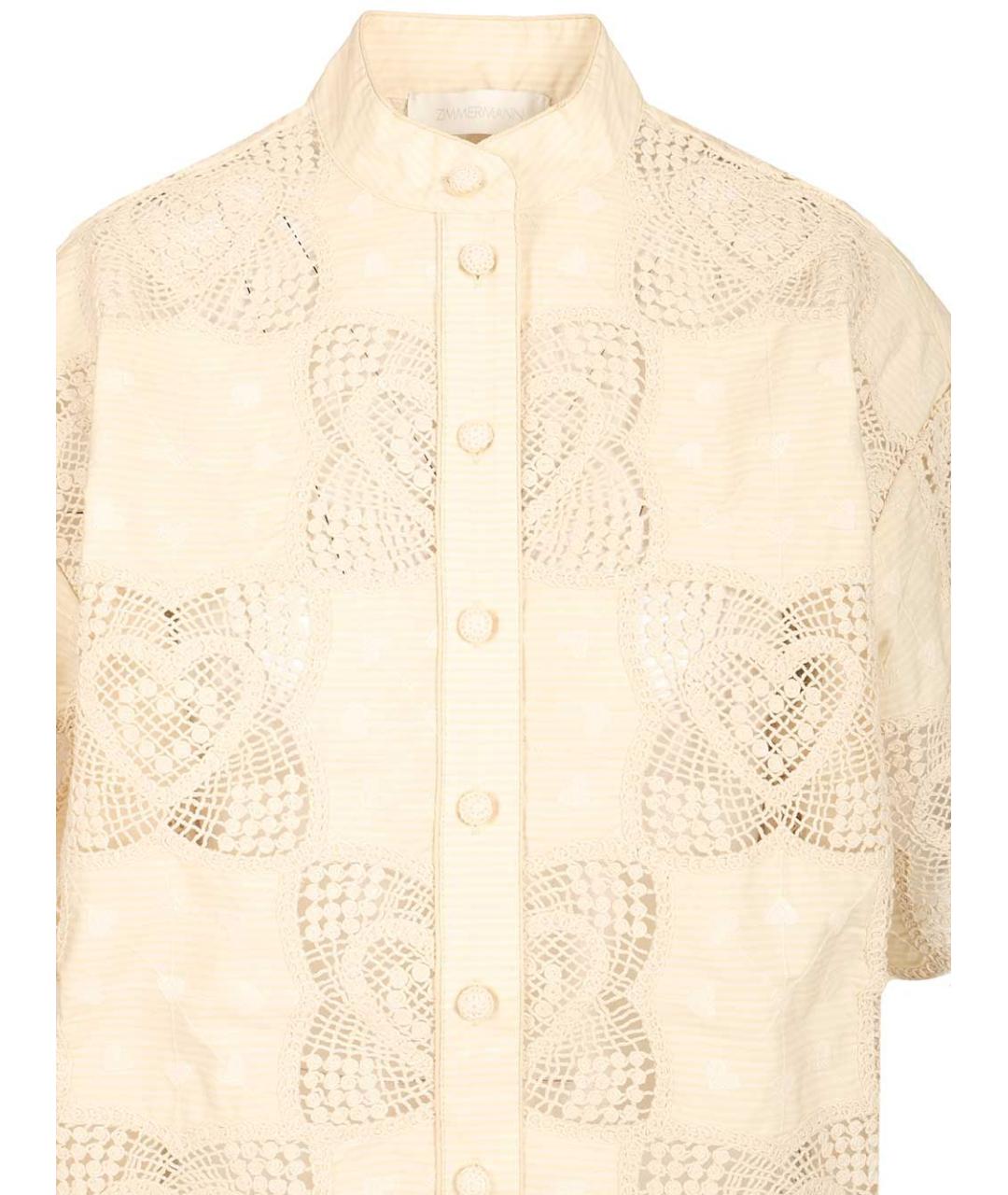 ZIMMERMANN Бежевая хлопковая рубашка, фото 4