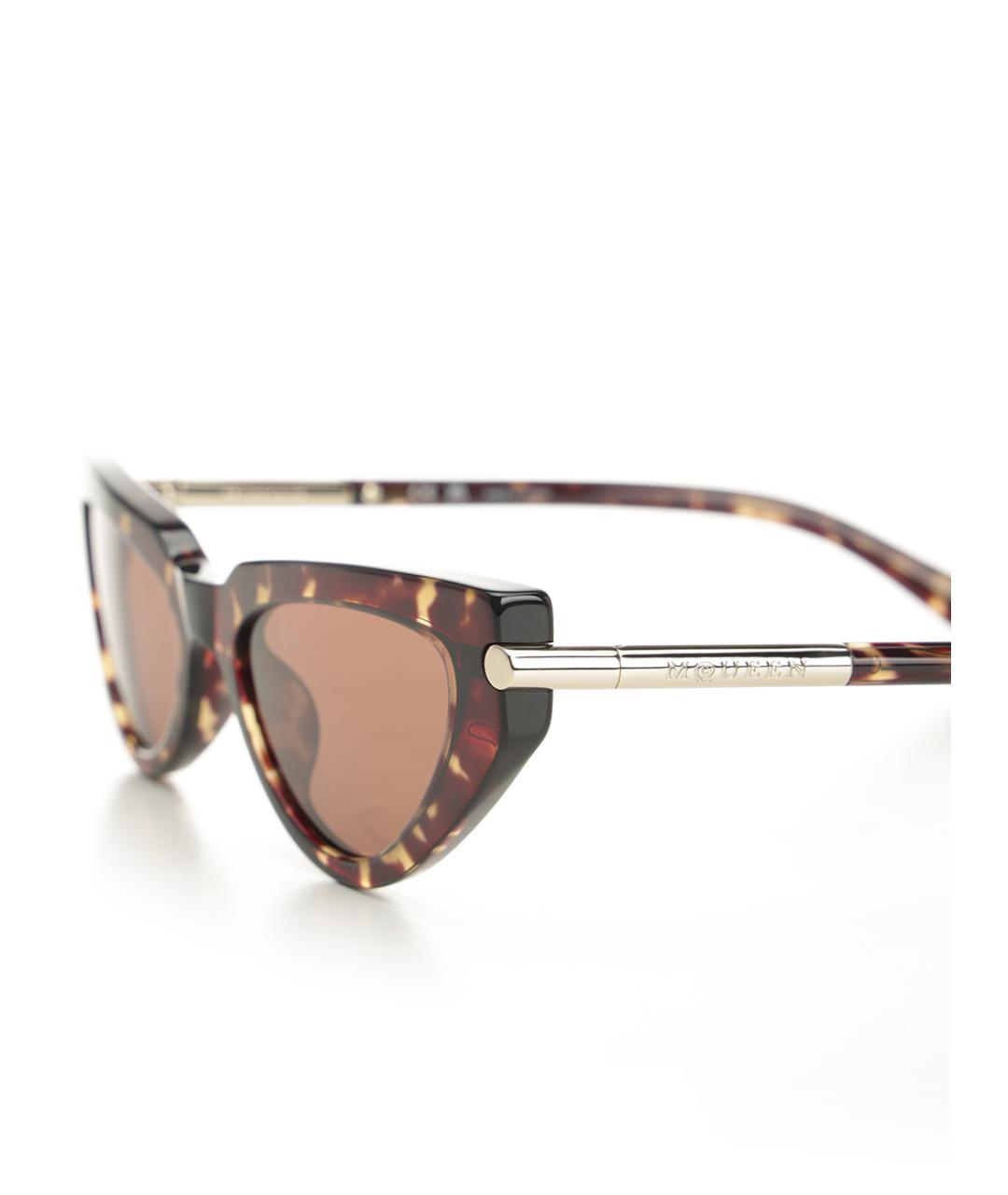 ALEXANDER MCQUEEN Коричневые металлические солнцезащитные очки, фото 3