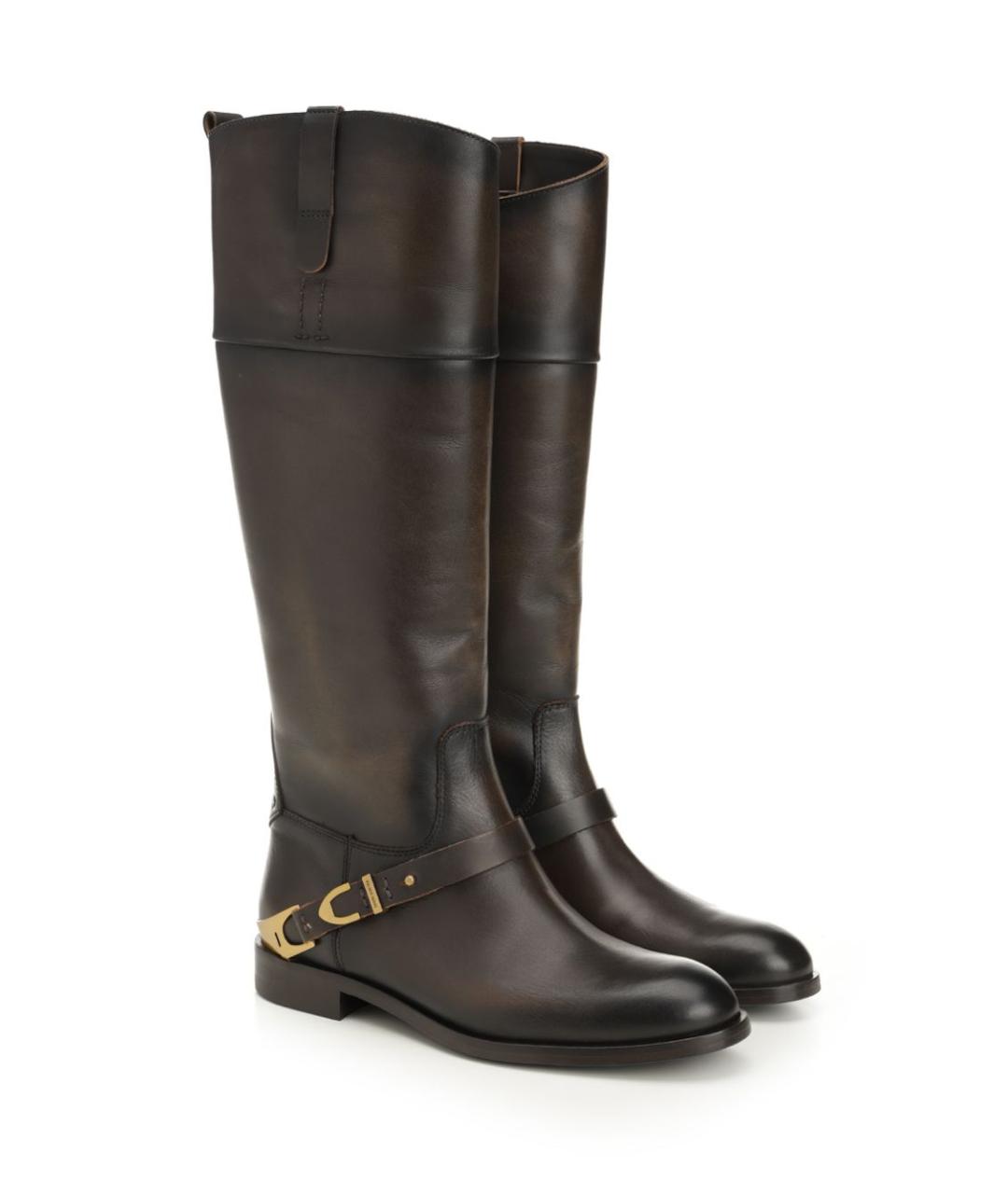 GOLDEN GOOSE DELUXE BRAND Коричневые кожаные сапоги, фото 2