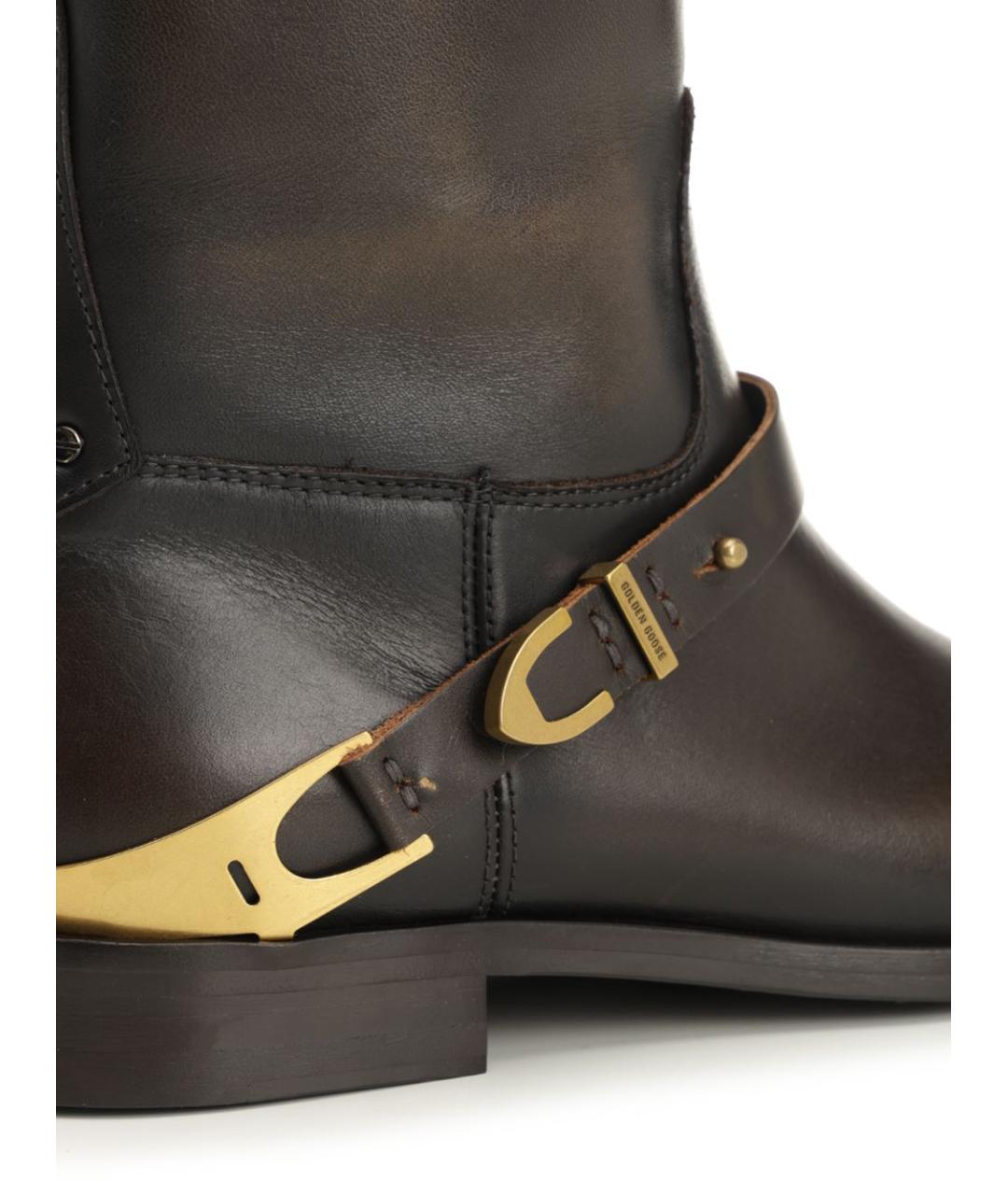 GOLDEN GOOSE DELUXE BRAND Коричневые кожаные сапоги, фото 6