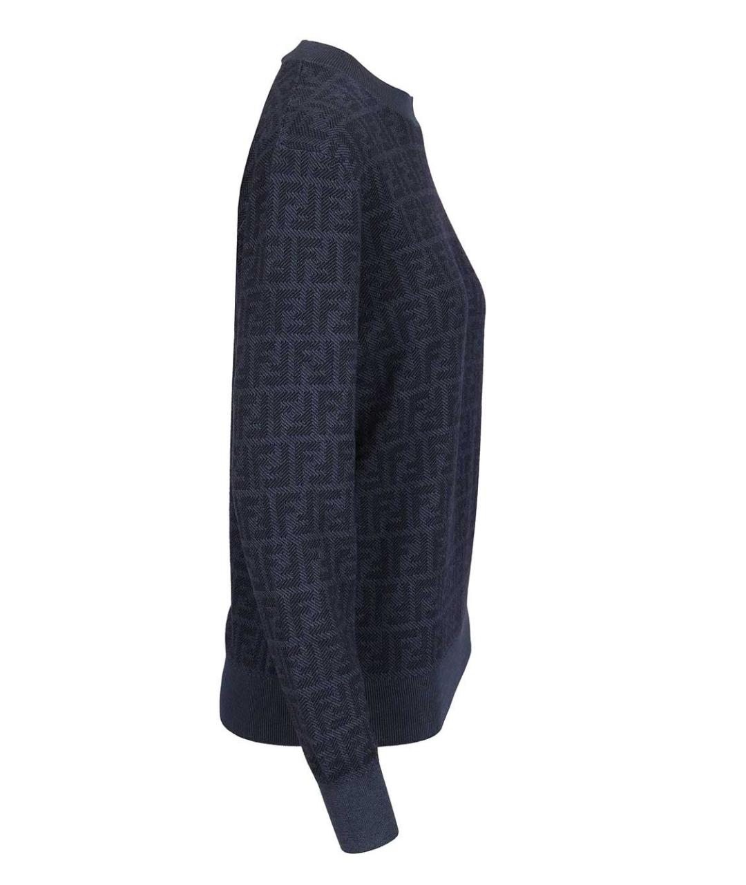 FENDI Темно-синий шерстяной джемпер / свитер, фото 3