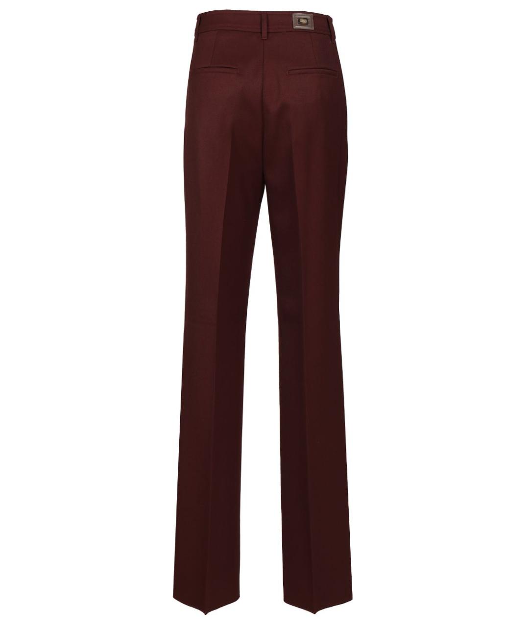 MAX MARA Бордовые шерстяные прямые брюки, фото 2