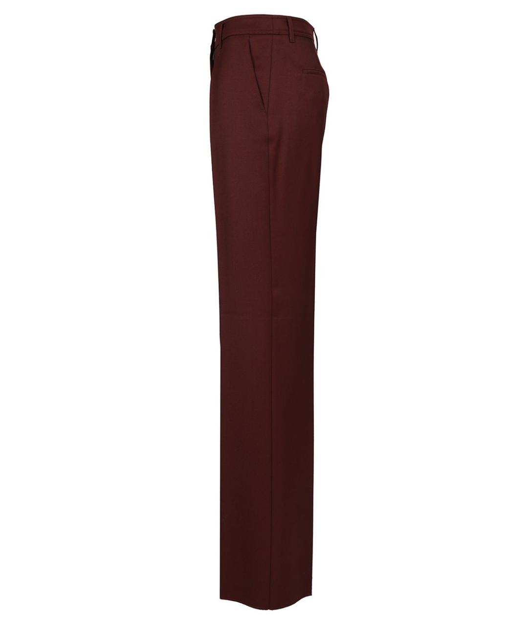 MAX MARA Бордовые шерстяные прямые брюки, фото 3
