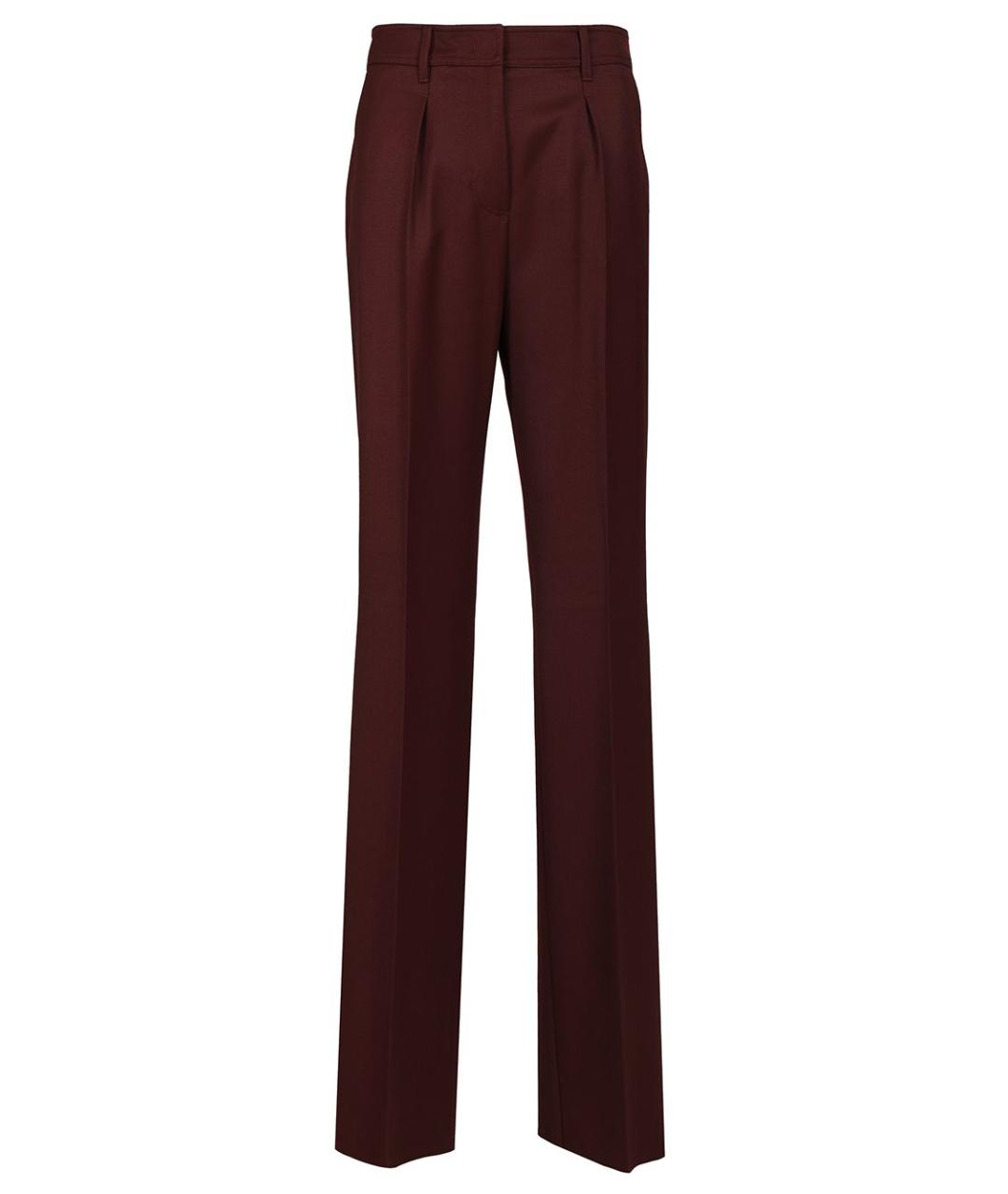 MAX MARA Бордовые шерстяные прямые брюки, фото 1