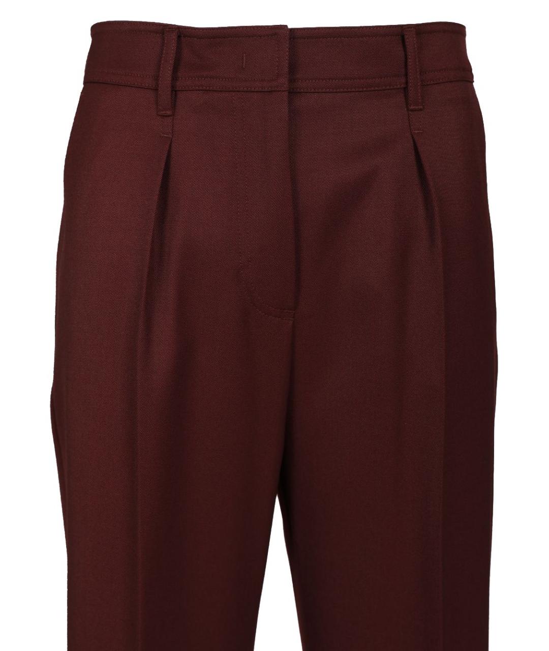 MAX MARA Бордовые шерстяные прямые брюки, фото 4