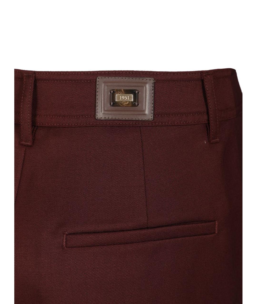 MAX MARA Бордовые шерстяные прямые брюки, фото 5