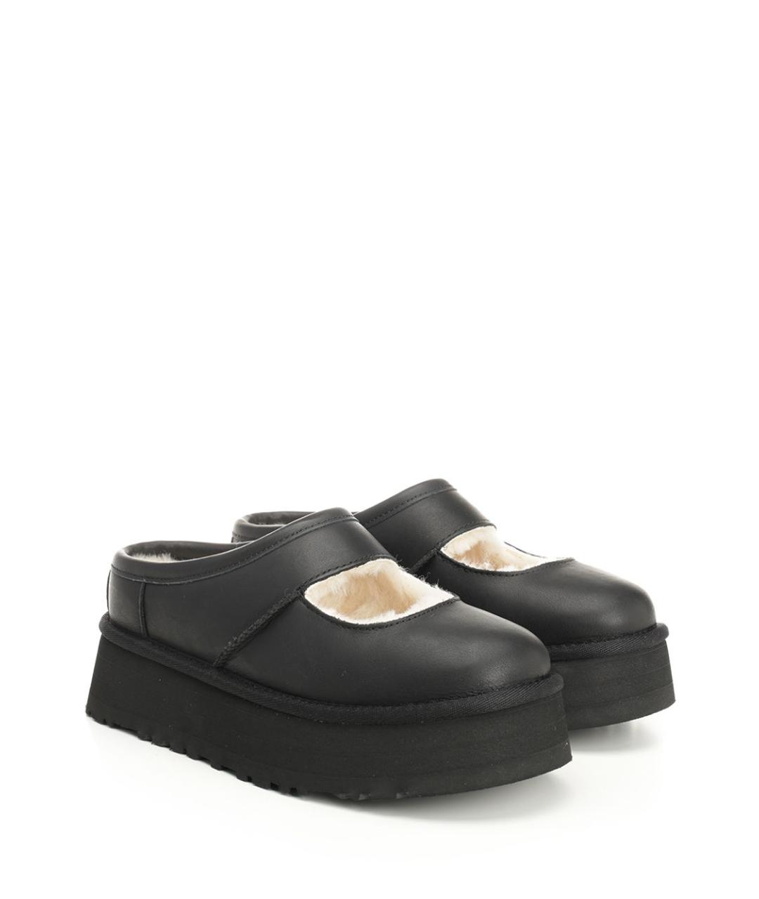 UGG AUSTRALIA Черные кожаные мюли, фото 2