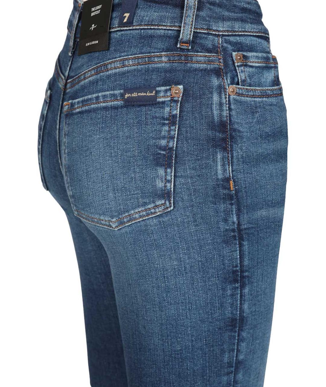 7 FOR ALL MANKIND Синие хлопковые джинсы клеш, фото 4