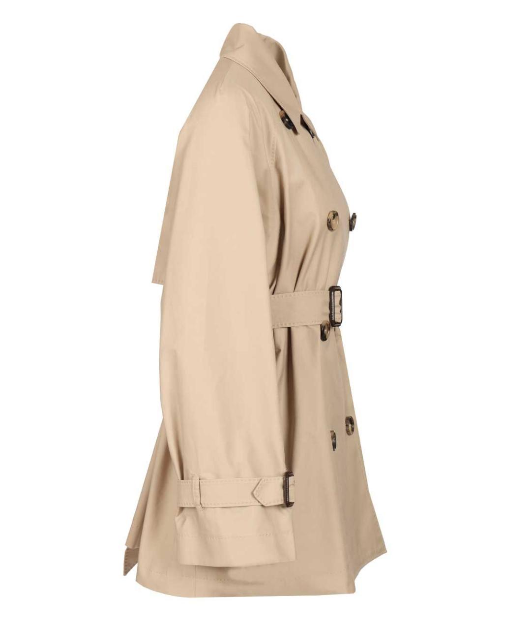 MAX MARA Бежевый хлопковый тренч/плащ, фото 3