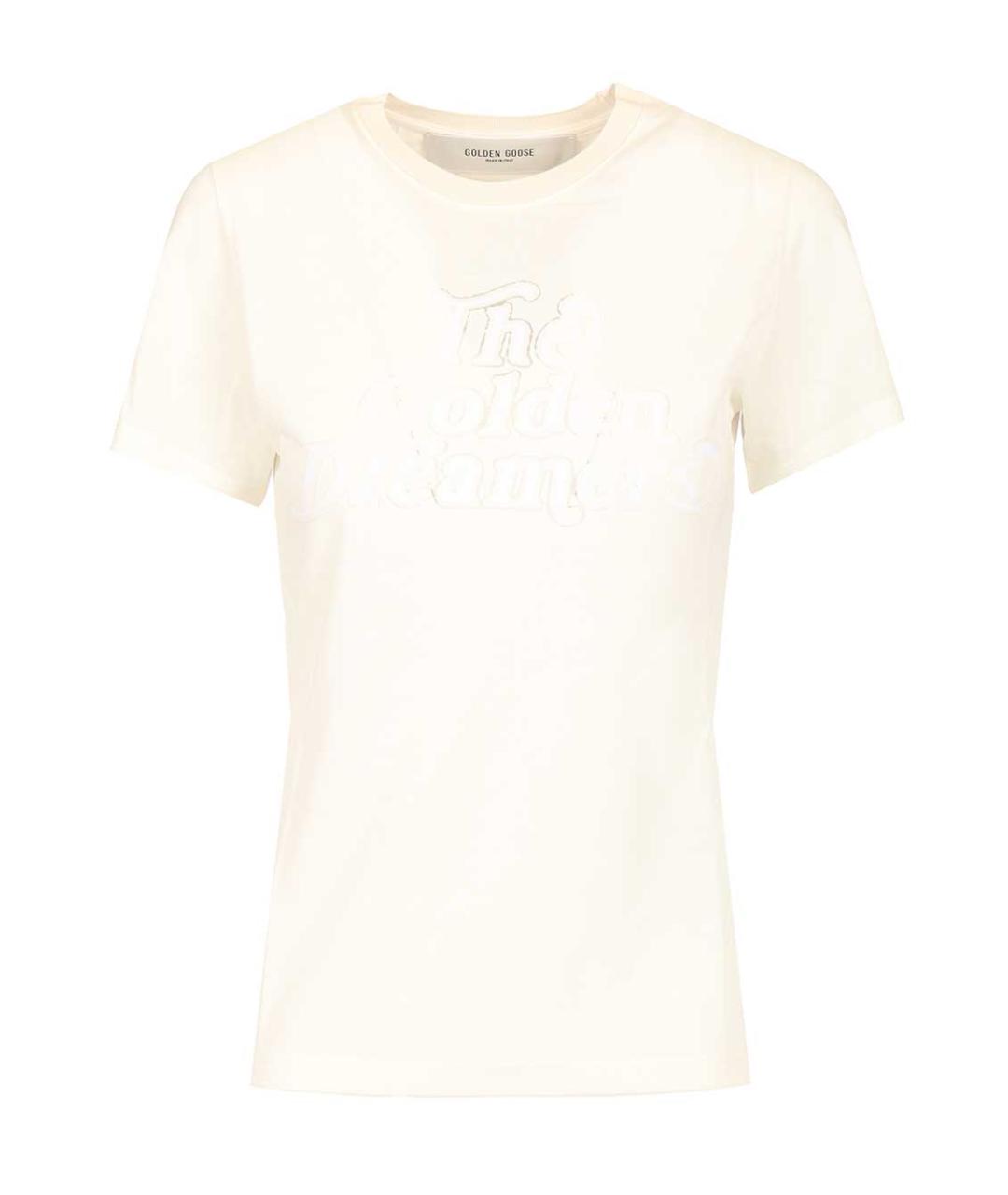 GOLDEN GOOSE DELUXE BRAND Белая вискозная футболка, фото 1