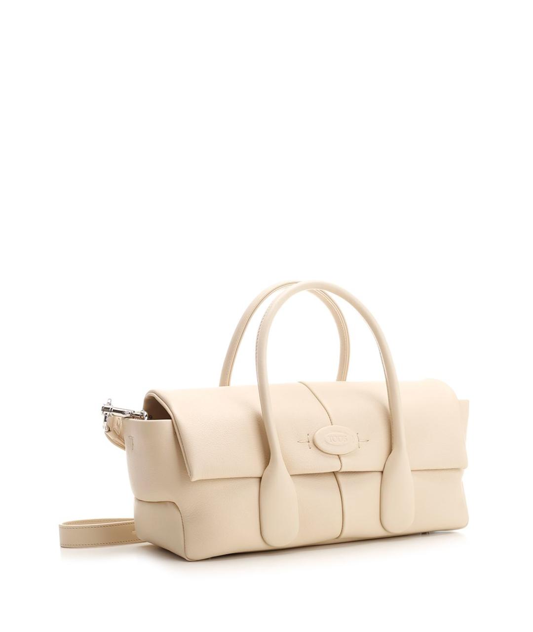 TOD'S Белая кожаная сумка тоут, фото 2