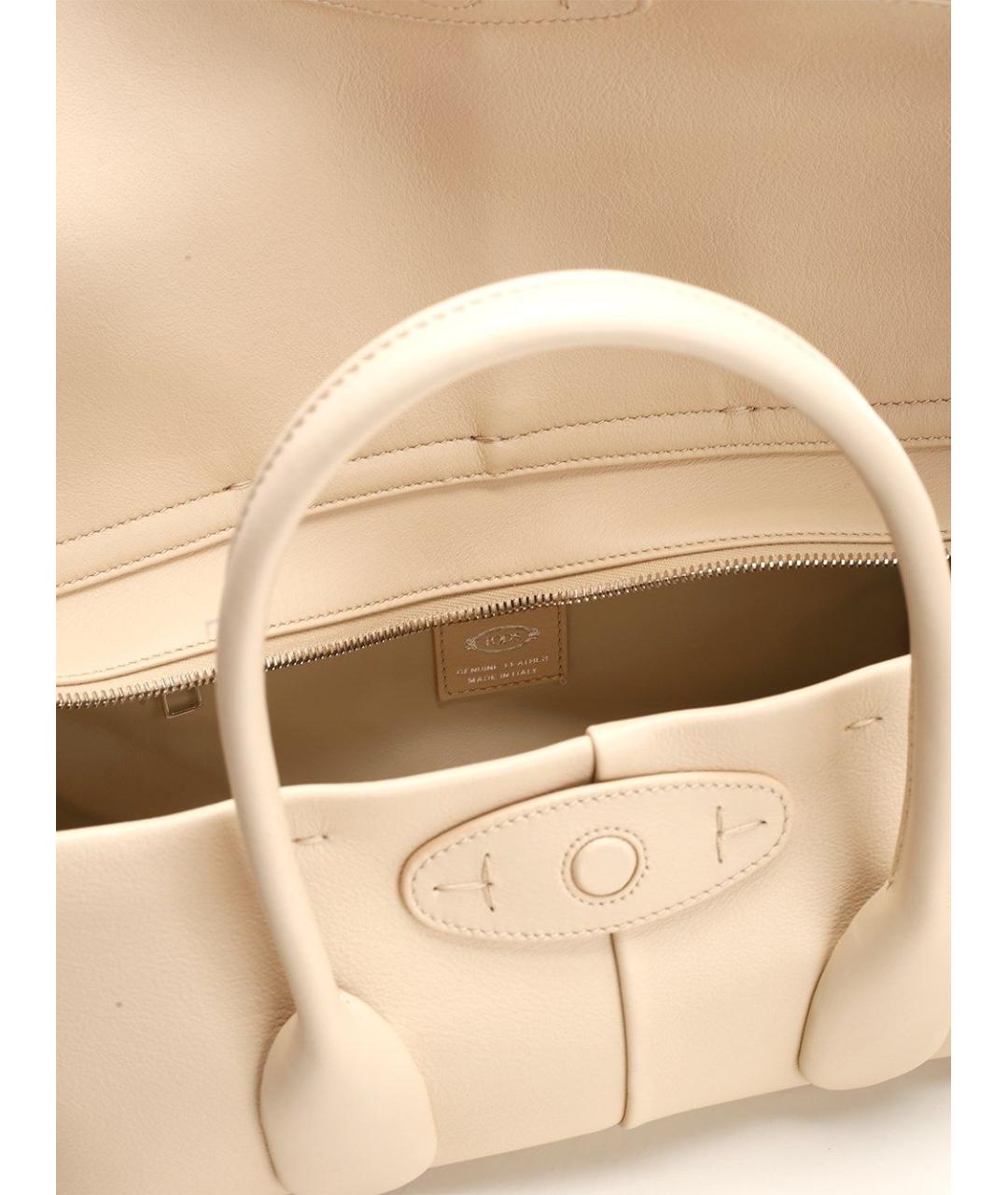 TOD'S Белая кожаная сумка тоут, фото 4