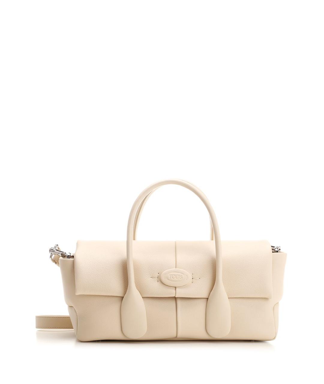 TOD'S Белая кожаная сумка тоут, фото 1