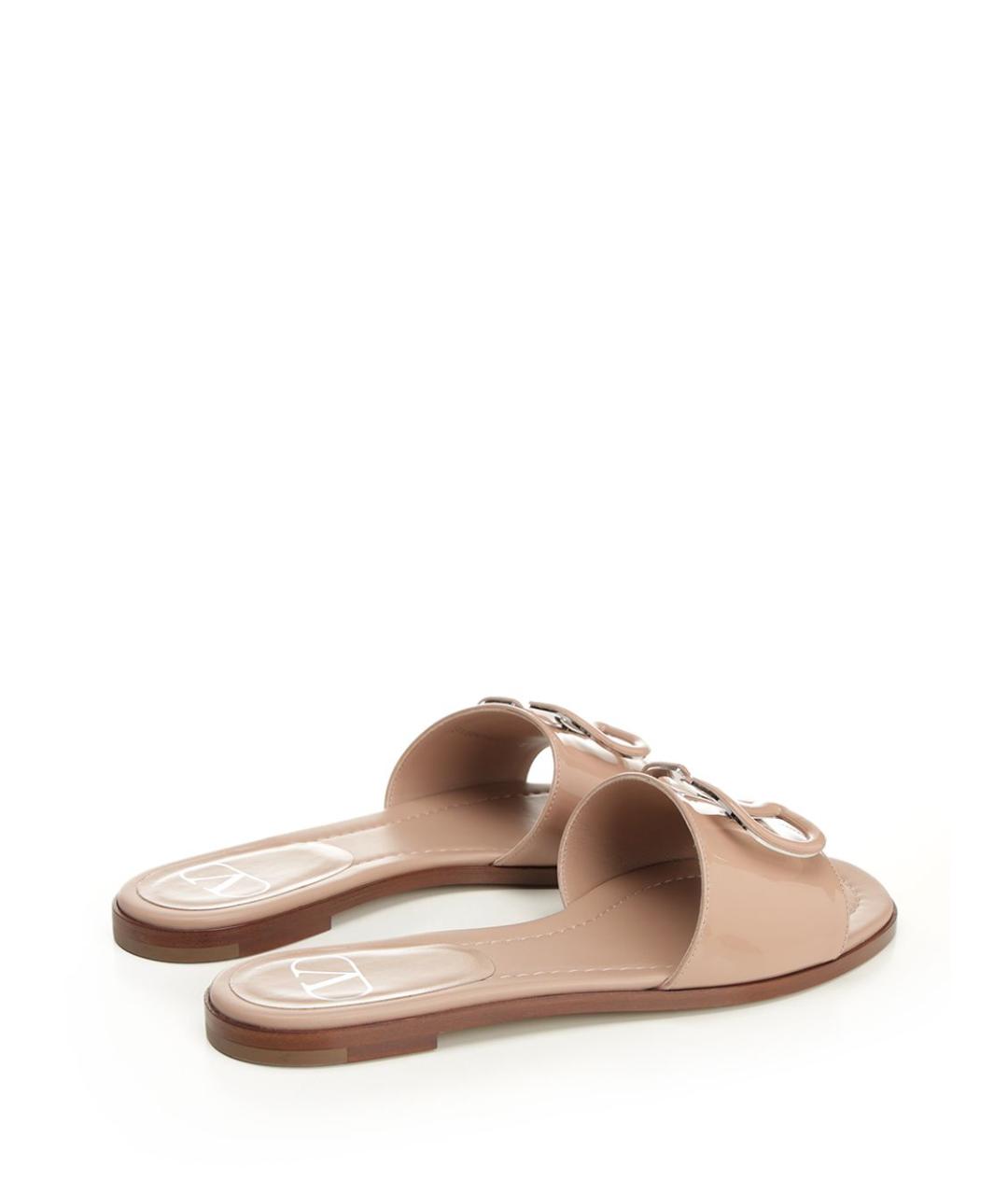 VALENTINO Розовые кожаные шлепанцы, фото 3