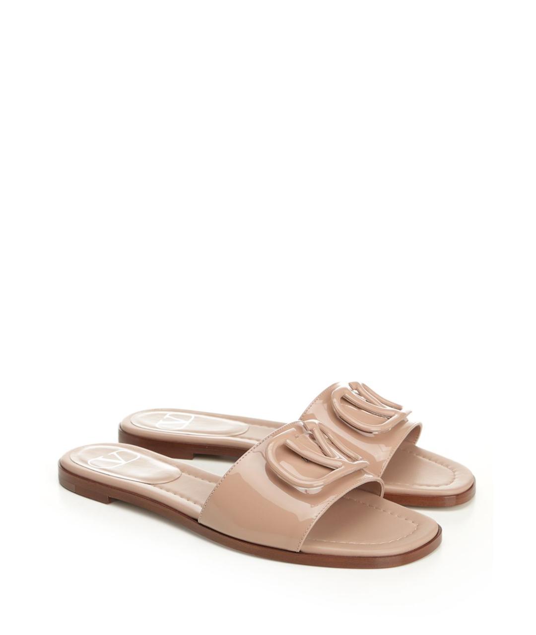 VALENTINO Розовые кожаные шлепанцы, фото 2