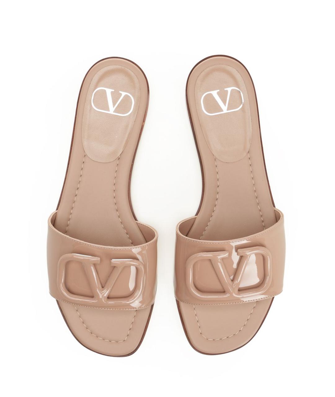 VALENTINO Розовые кожаные шлепанцы, фото 5