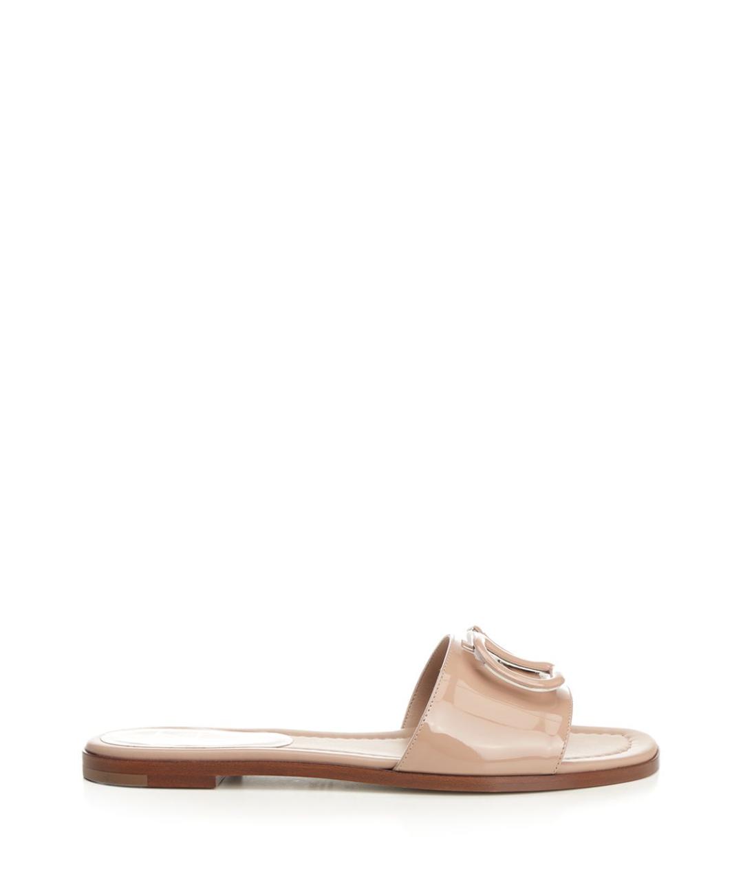 VALENTINO Розовые кожаные шлепанцы, фото 1
