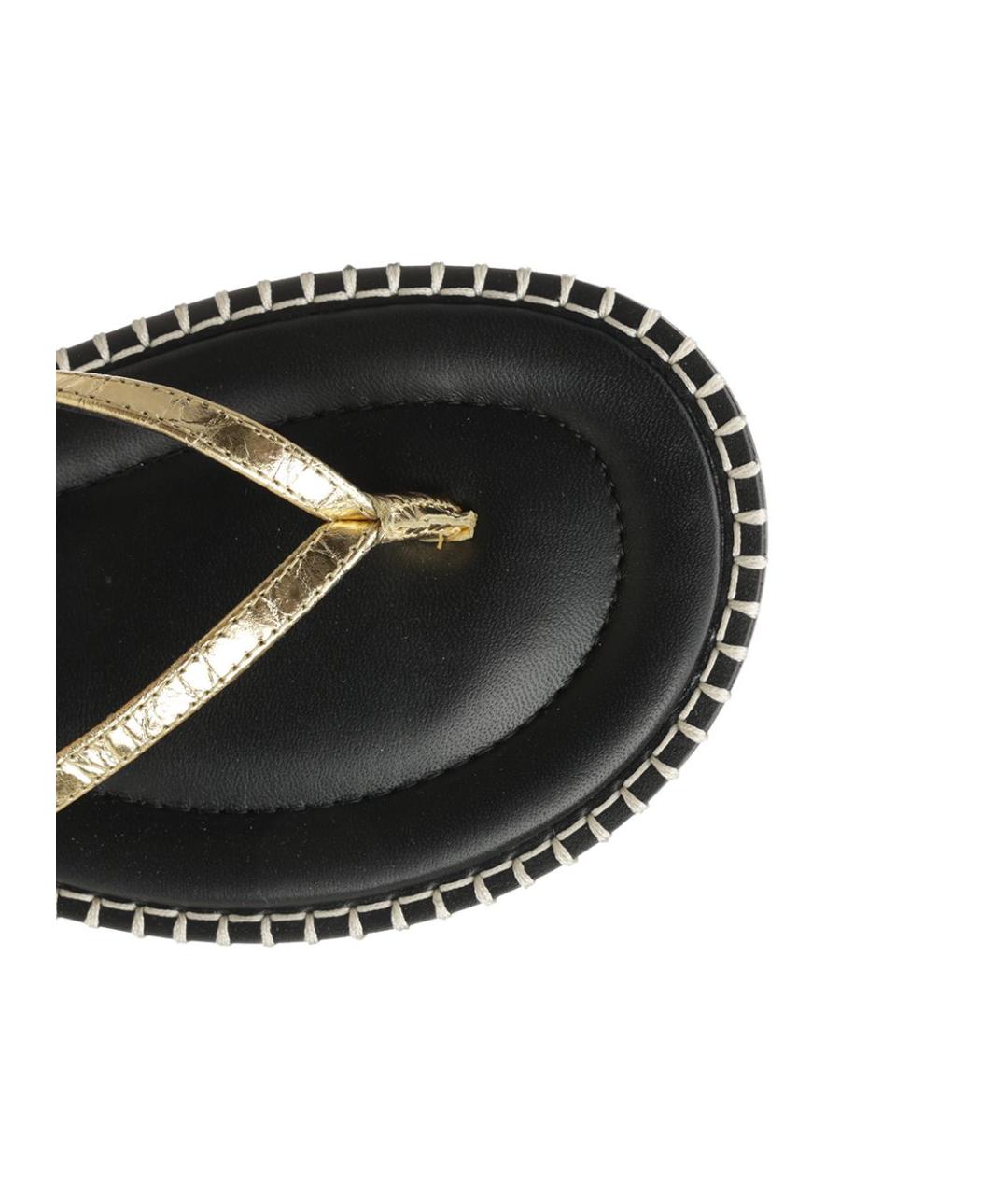 DRIES VAN NOTEN Золотые кожаные шлепанцы, фото 4