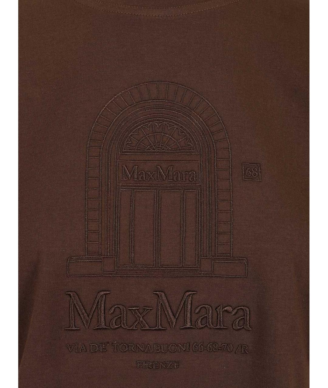 'S MAX MARA Коричневая хлопковая футболка, фото 3