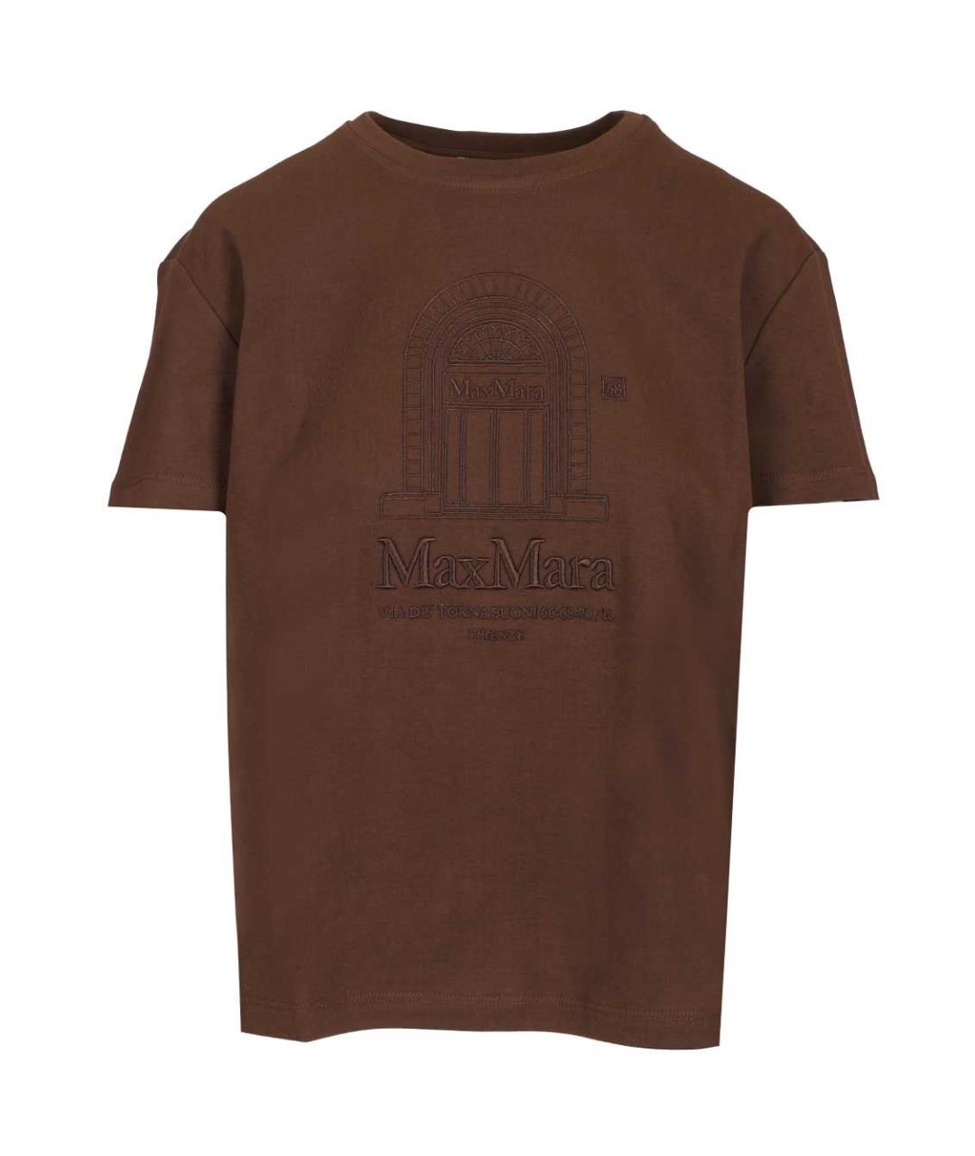 'S MAX MARA Коричневая хлопковая футболка, фото 1
