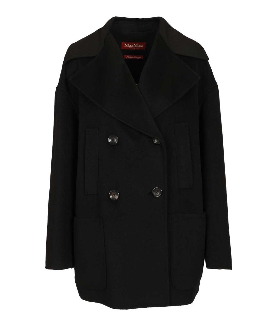 MAX MARA STUDIO Черное шерстяное пальто, фото 1