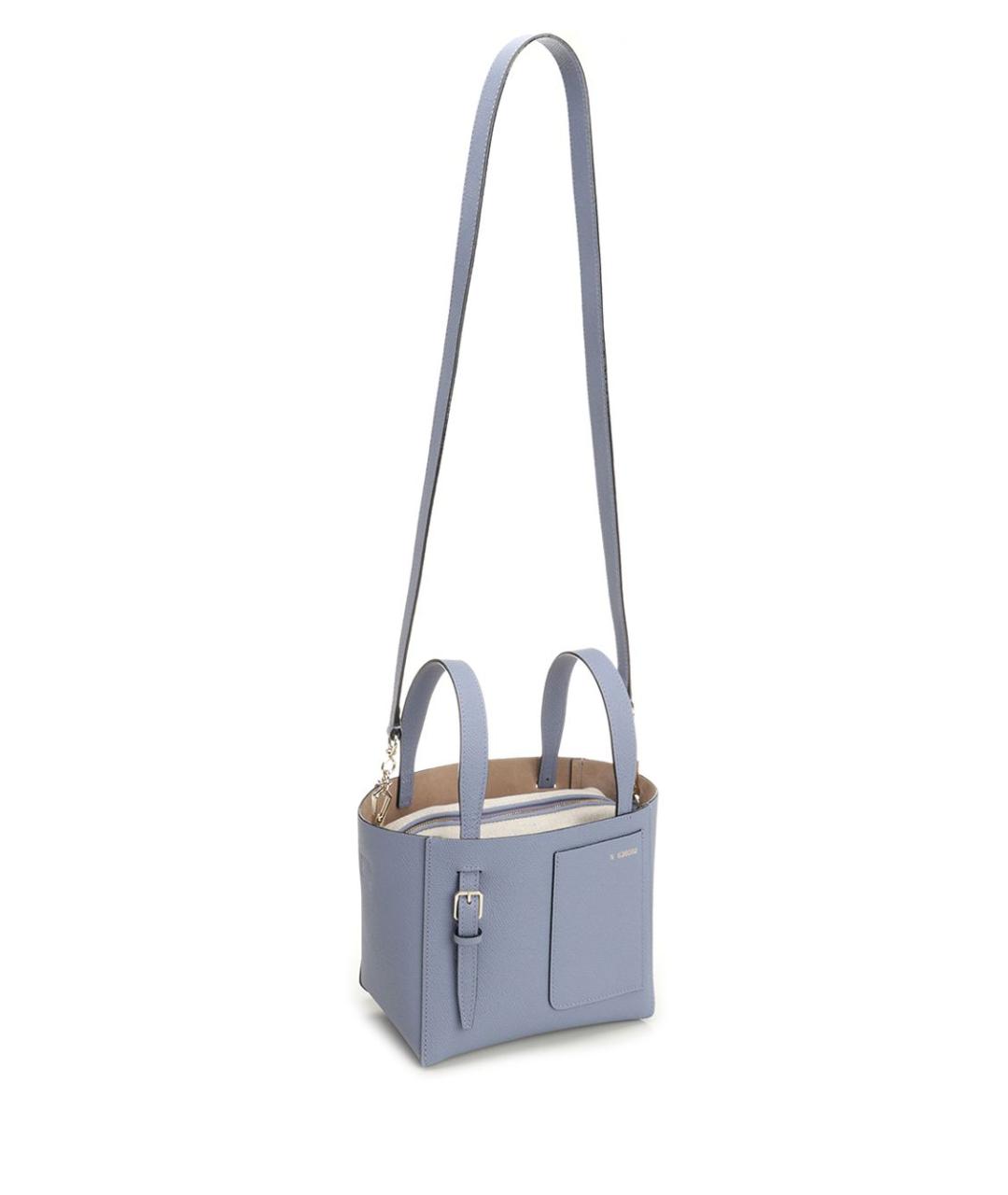 VALEXTRA Голубая кожаная сумка тоут, фото 5