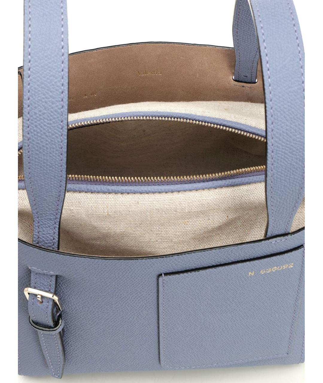 VALEXTRA Голубая кожаная сумка тоут, фото 4