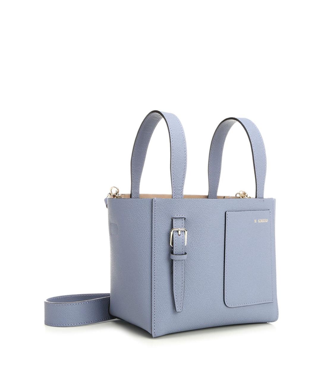 VALEXTRA Голубая кожаная сумка тоут, фото 2