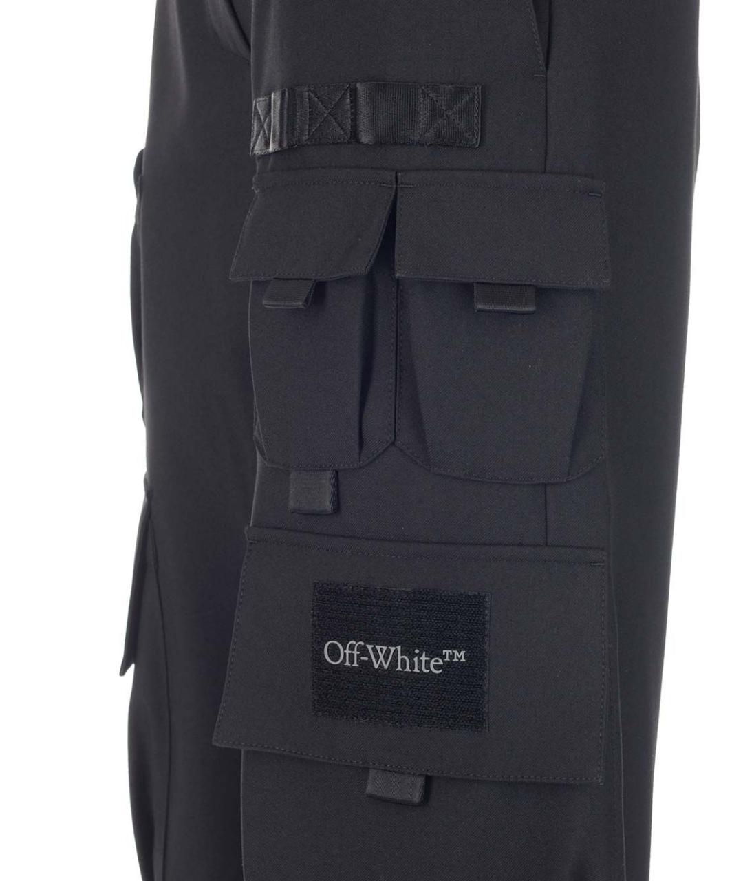 OFF-WHITE Черные хлопковые прямые брюки, фото 3