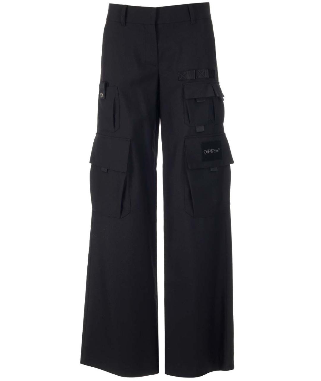 OFF-WHITE Черные хлопковые прямые брюки, фото 1